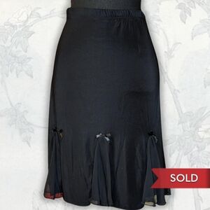 Miss California Alt Black Midi Skirt with Bow Details